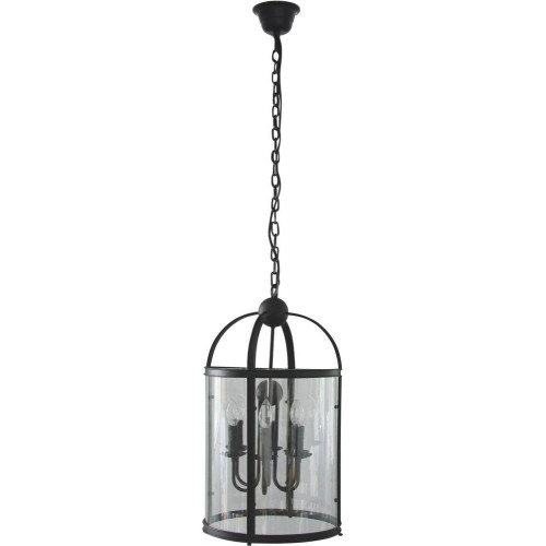 Suspension Noire & Verre Bellona, 6x E14-Max.60W, IP20, 230V, Classe I - Britop