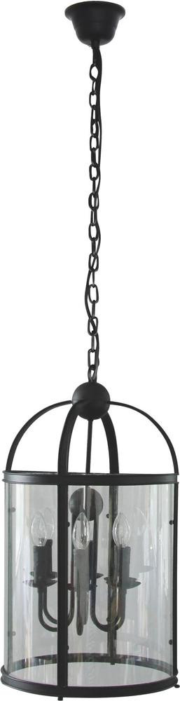 Suspension Noire & Verre Bellona, 6x E14-Max.60W, IP20, 230V, Classe I