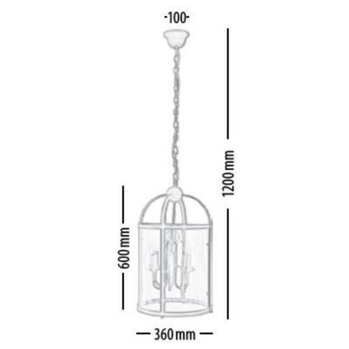 Suspension Noire & Verre Bellona, 6x E14-Max.60W, IP20, 230V, Classe I - Britop