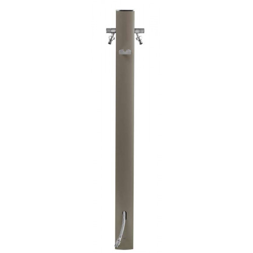 Colonne d'eau TOTEM - 120 cm - Aluminium - Double robine - Gris tourterelle - Colortap