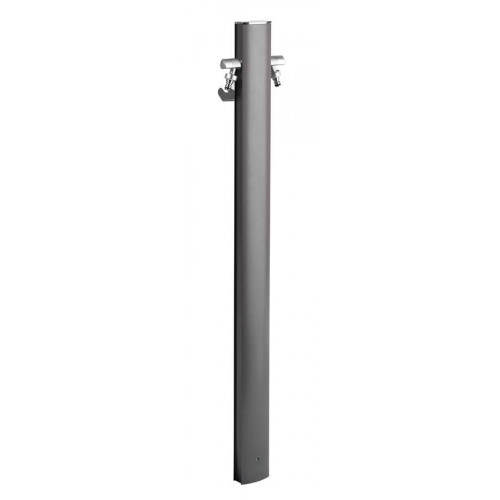 Colonne d'eau TOTEM - 120 cm - Aluminium - Double robine - Gris tourterelle - Colortap