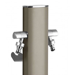Colonne d'eau TOTEM - 120 cm - Aluminium - Double robine - Gris tourterelle - Colortap