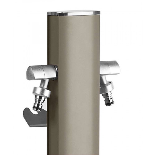 Colonne d'eau TOTEM - 120 cm - Aluminium - Double robine - Gris tourterelle - Colortap