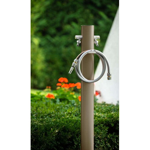 Colonne d'eau TOTEM - 120 cm - Aluminium - Double robine - Gris tourterelle - Colortap
