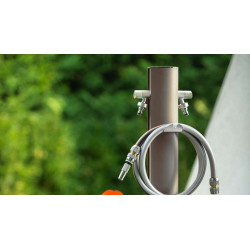 Colonne d'eau TOTEM - 120 cm - Aluminium - Double robine - Gris tourterelle - Colortap