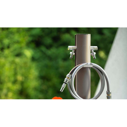 Colonne d'eau TOTEM - 120 cm - Aluminium - Double robine - Gris tourterelle - Colortap