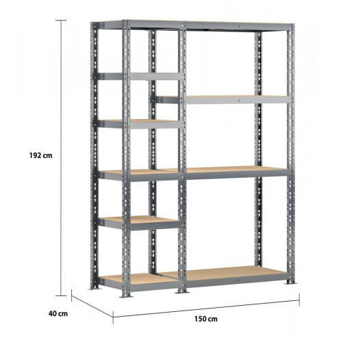 Concept rangement de garage - longueur 150 cm - 10 plateaux - Modulö Storage