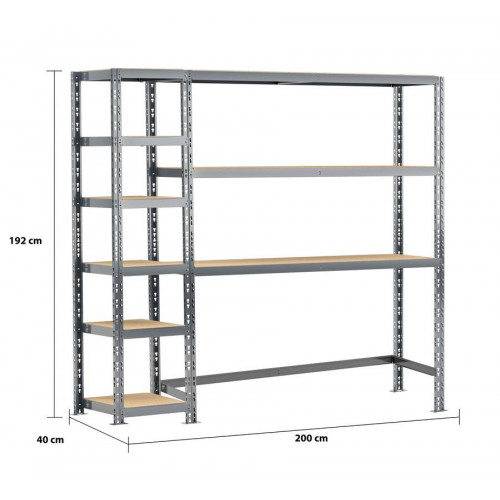 Concept rangement de garage MODULÖ STORAGE SYSTEME EXTENSION 4 étagères 21  plateaux longueur 300 cm