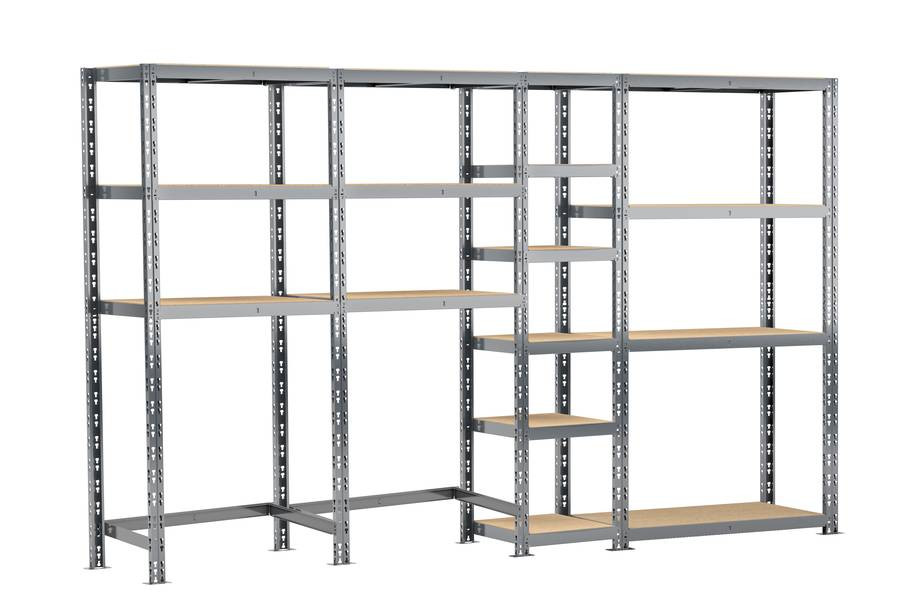 Concept rangement de garage MODULÖ - longueur 290 cm - 16 plateaux
