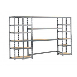 Rayonnage 5 Étagères Métalliques 405 cm - Système Extension - Modulo Storage