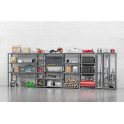 Rangement modulable de garage gris clair avec store anthracite Modulo H.  84,5 x L. 62,5 x P. 35 cm