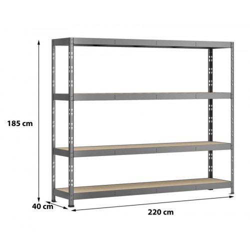 Etagère Rack charge lourde - 4 plateaux - 220 x 40 cm - Modulö Storage