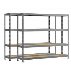 Lot de 2 étagères Rack - 4 plateaux - 220 x 40 cm - charge lourde - Modulö Storage