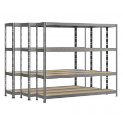 Lot de 3 étagères Rack - 4 plateaux - 220 x 40 cm - charge lourde - Modulö Storage