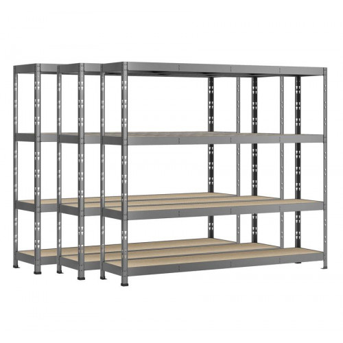 Lot de 3 étagères Rack - 4 plateaux - 220 x 40 cm - charge lourde - Modulö Storage