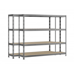 Lot de 2 étagères Rack - 4 plateaux - 220 x 50 cm - charge lourde - Modulö Storage