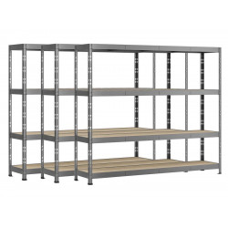 Lot de 3 étagères Rack - 4 plateaux - 220 x 50 cm - charge lourde - Modulö Storage