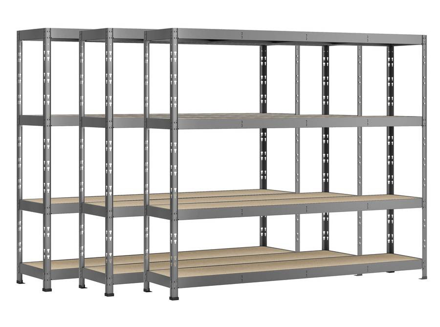 Lot de 3 étagères Rack - 4 plateaux - 220 x 50 cm - charge lourde