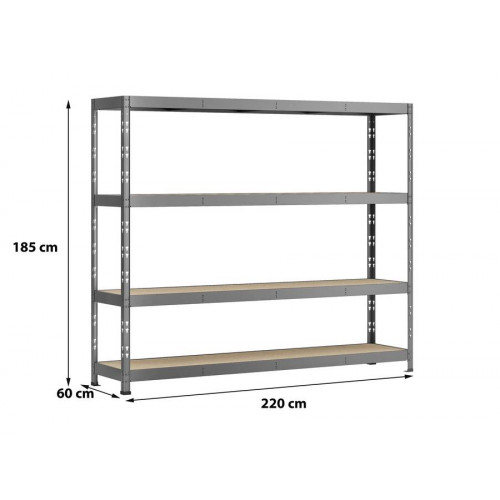 Etagère Rack charge lourde - 4 plateaux - 220 x 60 cm - Modulö Storage