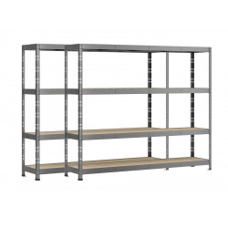 Lot de 2 étagères Rack - 4 plateaux - 220 x 60 cm - charge lourde - Modulö Storage