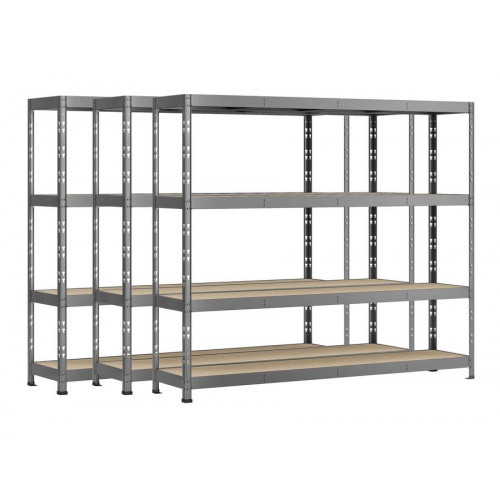 Lot de 3 étagères Rack - 4 plateaux - 220 x 60 cm - charge lourde - Modulö Storage