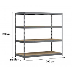 Etagère Rack charge lourde - 4 plateaux - 220 x 80 cm - Modulö Storage