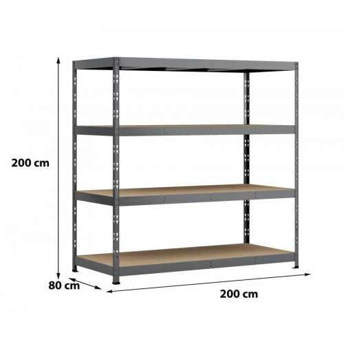 Etagère Rack charge lourde - 4 plateaux - 220 x 80 cm - Modulö Storage