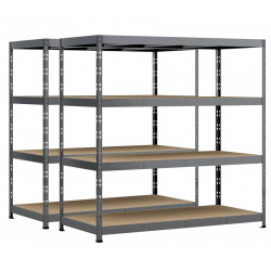 Lot de 2 étagères Rack - 4 plateaux - 200 x 80 cm - charge lourde - Modulö Storage