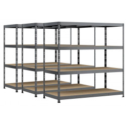 Lot de 3 étagères Rack - 4 plateaux - 220 x 80 cm - charge lourde de marque Modulö Storage, référence: B5506800