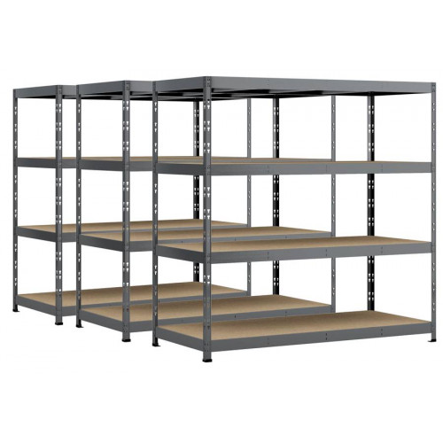 Lot de 3 étagères Rack - 4 plateaux - 220 x 80 cm - charge lourde - Modulö Storage