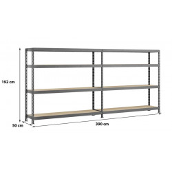 Etagère double Rack MODULÖ - 290 x 50 cm - 8 plateaux - Modulö Storage