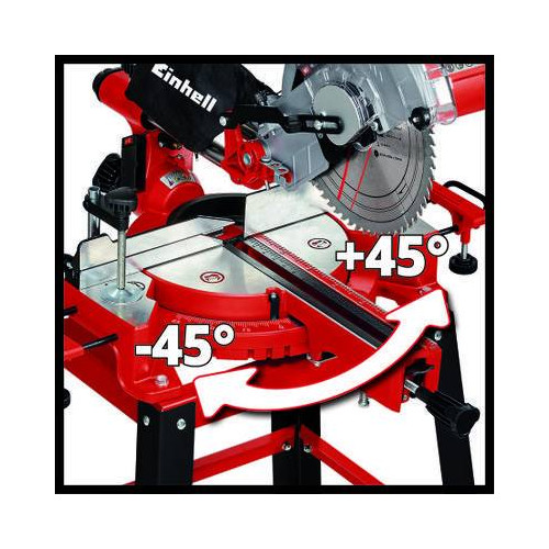 Scie à onglet radiale avec support – 1900 W – Lame 254 mm – Largeur de coupe jusqu’à 310 mm – Laser de coupe intégré - EINHELL 