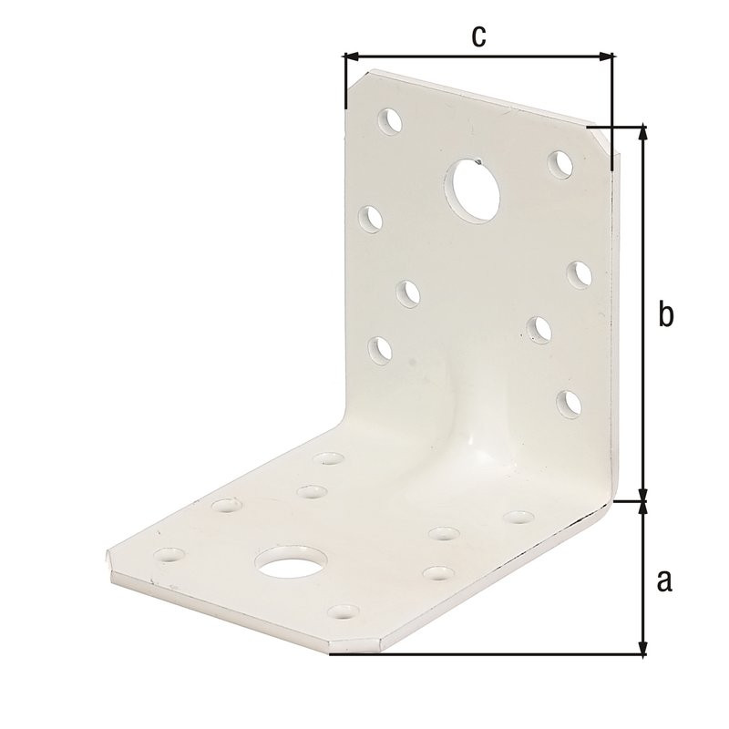 Équerre renforcée nervurée galva plastifiée blanche 70x70x55