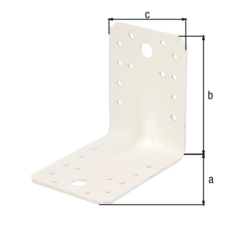 Équerre renforcée nervurée galva plastifiée blanche 90x90x65
