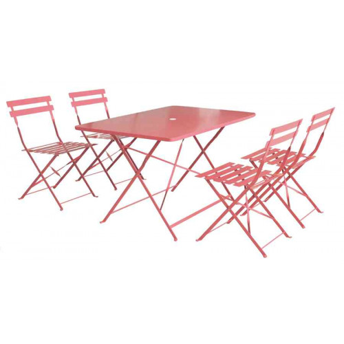 Ensemble de jardin pliant BISTROT - 1 table + 4 chaises- Terre cuite - CHALET & JARDIN