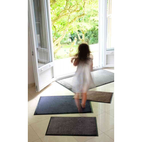 Tapis intérieur Queyras gris - 58x39 cm - absorbant et anti poussière - Coryl