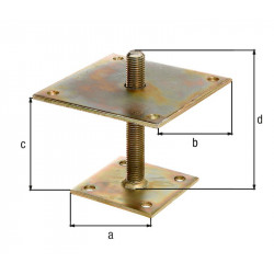 Ancre poteau L réglable 30-150 bichromatée à cheviller 100x100 - GAH ALBERTS