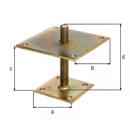 Ancre poteau L réglable 30-150 bichromatée à cheviller 100x100 - GAH ALBERTS