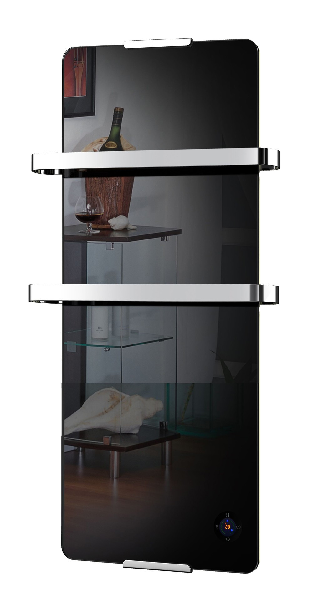 Sèche serviette décoratif design noir 900W thermostat electronique