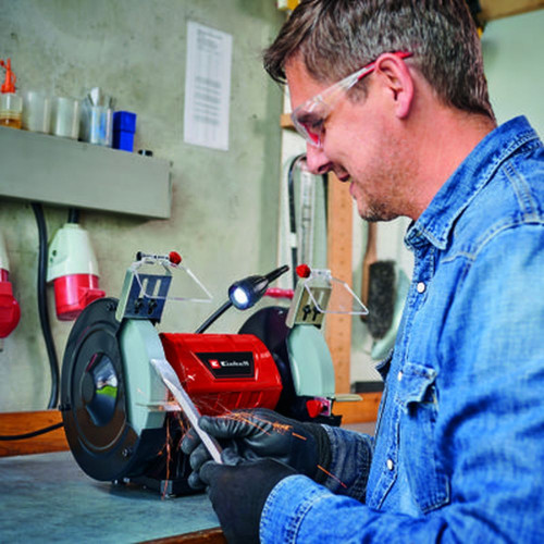 Touret à meuler double TC-BG 200 L – 400 W – Ø 200 mm – Meules K36/K60 – Avec lampe LED - EINHELL 