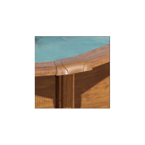 Piscine ovale acier 6,34m x 3,99m x H: 1,22m - Imitation bois - Filtration à sable - Renfort apparents - GRE POOLS