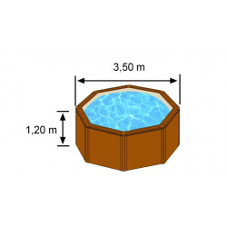 Piscine ronde acier Ø3,70m x H: 1,22m - Imitation bois - Filtration à sable - GRE POOLS