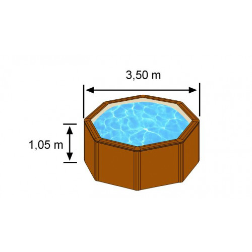 Piscine ronde acier Ø3,70m x H: 1,22m - Imitation bois - Filtration à sable - GRE POOLS