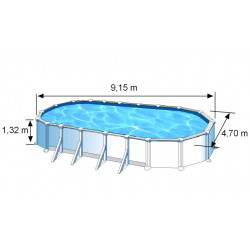 Piscine ovale acier 9,20m x 5,05m x H: 1,32m - Filtration à sable - Renforts apparents de marque GRE POOLS, référence: J5580500