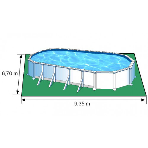 Piscine ovale acier 9,20m x 5,05m x H: 1,32m - Filtration à sable - Renforts apparents - GRE POOLS