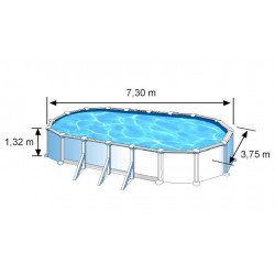 Piscine ovale acier 7,44m x 3,99m x H: 1,32m - Filtration à sable - Renforts apparents de marque GRE POOLS, référence: J5580600