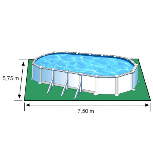 Piscine ovale acier 7,44m x 3,99m x H: 1,32m - Filtration à sable - Renforts apparents - GRE POOLS