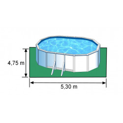 Piscine ovale acier 5,27m x 3,27m x H: 1,22m - Filtration à cartouche - Renfort apparents - GRE POOLS