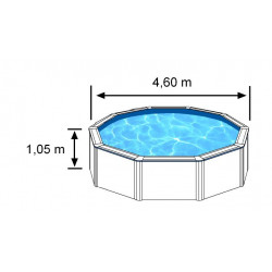 Piscine ronde acier Ø4,80m x H: 1,22m - Filtration à cartouche - GRE POOLS