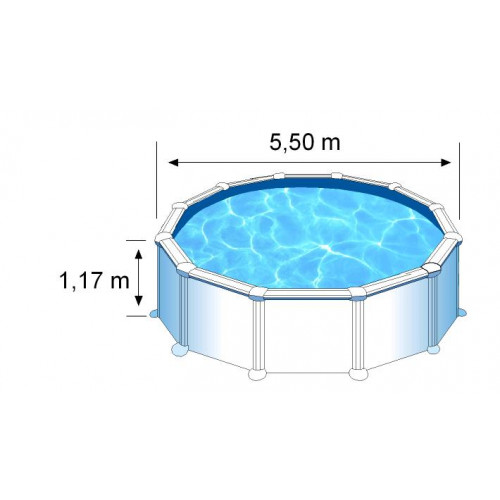 Piscine ronde acier Ø5,70m x H: 1,32m - Filtration à sable - GRE POOLS